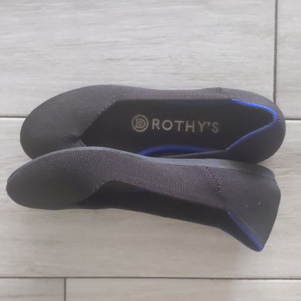 Rothy's The Flat Black Solid Knit Fabric Textile Ballet Flats SIZE 5.5 - Picture 2 of 2